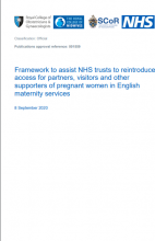 Framework to assist NHS trusts to reintroduce access for partners, visitors and other supporters of pregnant women in English maternity services [Updated 8th September 2020]